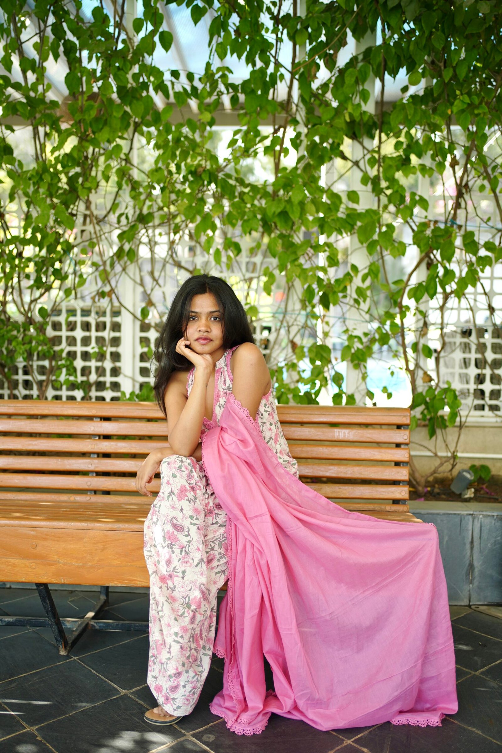 Plazzo set with dupatta (pink) - Image 2